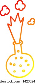 dibujo de línea de gradiente cálido de un químico explosivo de dibujos animados