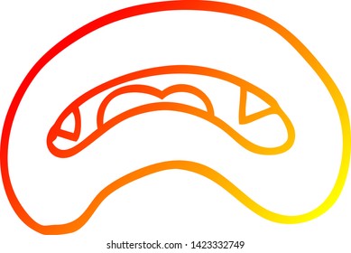 warm gradient line drawing of a cartoon vampire mouth