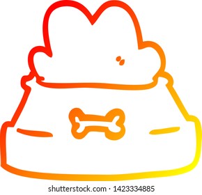 warm gradient line drawing of a cartoon pet bowl