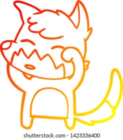 warm gradient line drawing of a cartoon fox