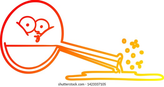dibujo de líneas de gradiente cálido de una caricatura de químicos derramados