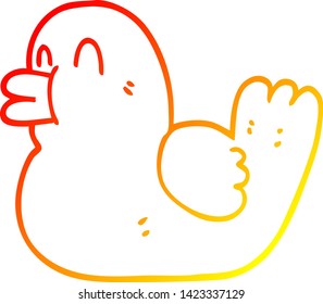 warm gradient line drawing of a cartoon rubber duck