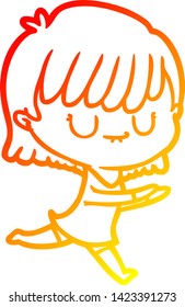 warm gradient line drawing of a cartoon woman