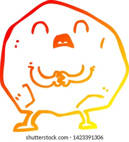 warm gradient line drawing of a cartoon rock