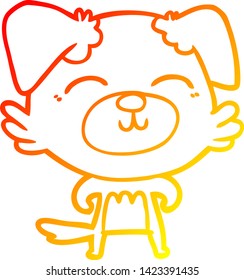 dibujo de línea de degradado cálido de un perro de dibujos animados