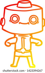 warm gradient line drawing of a cartoon robot