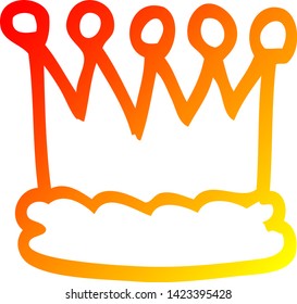 warm gradient line drawing of a cartoon crown