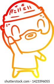 warm gradient line drawing of a cartoon bearded man