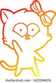 warm gradient line drawing of a cartoon cat