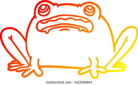 warm gradient line drawing of a cartoon frog