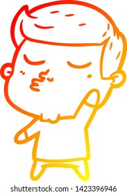 dibujo de línea de gradiente cálido de un tipo de modelo de dibujos animados puliendo