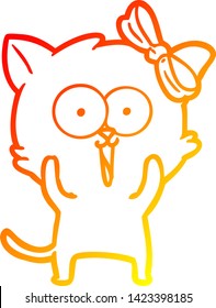 warm gradient line drawing of a cartoon cat