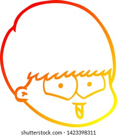 dibujo de línea de gradiente cálido de un niño feliz con dibujos animados