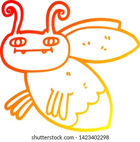 desenho de linha de gradiente quente de um bug de desenho animado