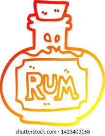 warm gradient line drawing of a cartoon old bottle of rum