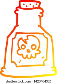 warme Farbverlauf-Linienzeichnung einer Cartoon-Giftflasche