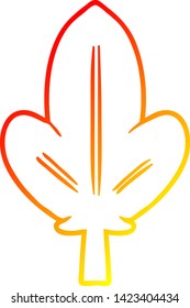 warm gradient line drawing of a cartoon leaf