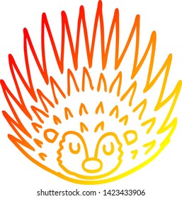 warm gradient line drawing of a cartoon spiky hedgehog