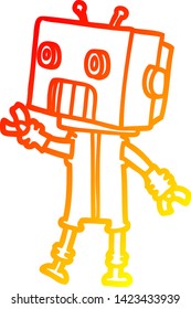 warm gradient line drawing of a cartoon robot