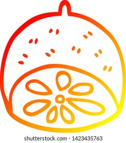 dibujo de línea de gradiente cálido de un fruto de cal de dibujos animados
