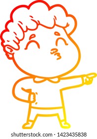 warm gradient line drawing of a cartoon man pouting