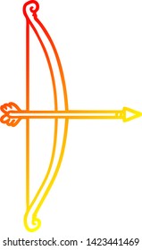 warm gradient line drawing of a cartoon bow and arrow