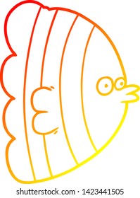 dibujo de línea de degradado cálido de un pez exótico de dibujos animados