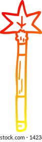 warm gradient line drawing of a cartoon wand