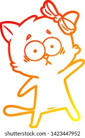 warm gradient line drawing of a cartoon cat