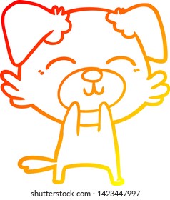 dibujo de línea de degradado cálido de un perro de dibujos animados