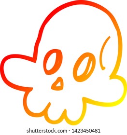 warm gradient line drawing of a cartoon halloween skull