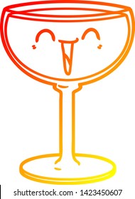 warm gradient line drawing of a cartoon glass of wine