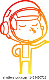 warm gradient line drawing of a cartoon confident astronaut