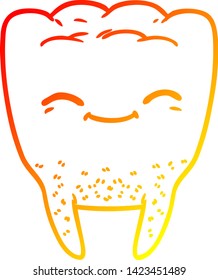 warm gradient line drawing of a cartoon tooth