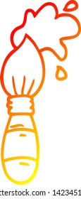 dibujo de línea de degradado cálido de un pincel de pintura de dibujos animados