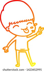 warm gradient line drawing of a cartoon boy
