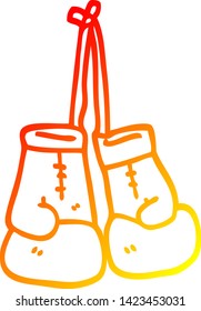 dibujo de línea de degradado cálido de guantes de boxeo de dibujos animados