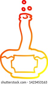desenho de linha de gradiente quente de uma poção de desenho animado