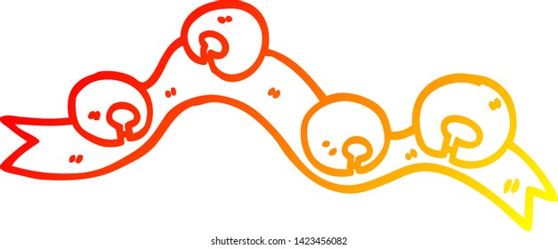 desenho de linha gradiente quente de um desenho animado sinos jingle