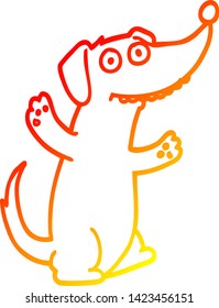 dibujo de línea de degradado cálido de un perro de dibujos animados