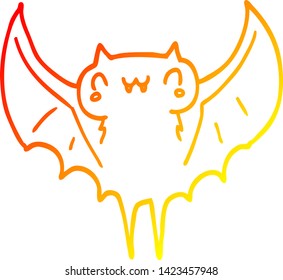 warm gradient line drawing of a cartoon bat