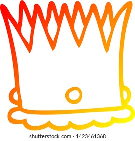 dibujo de línea de gradiente cálido de una corona real de dibujos animados