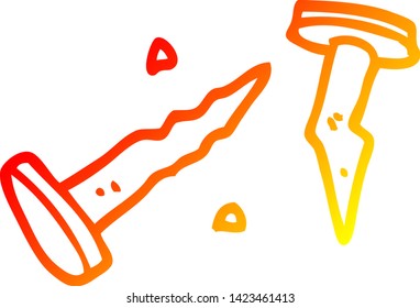dibujo de línea de degradado cálido de las uñas de dibujos animados