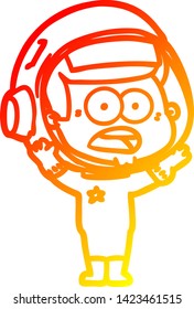 warm gradient line drawing of a cartoon surprised astronaut
