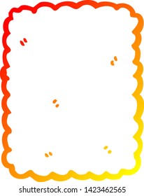 dibujo de línea de degradado cálido de una galleta de dibujos animados