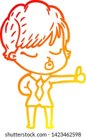 warm gradient line drawing of a cartoon woman with eyes shut