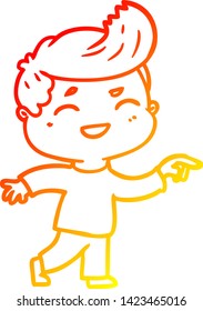 warm gradient line drawing of a cartoon man laughing