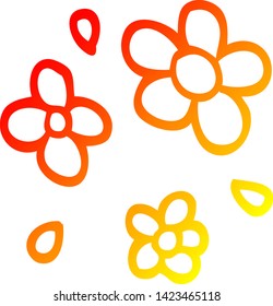 warme Farbverlauf-Linienzeichnung eines Cartoons dekorative Blumen