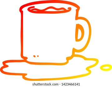 warm gradient line drawing of a cartoon mug of coffee