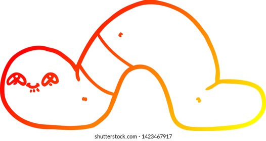 warm gradient line drawing of a cartoon worm